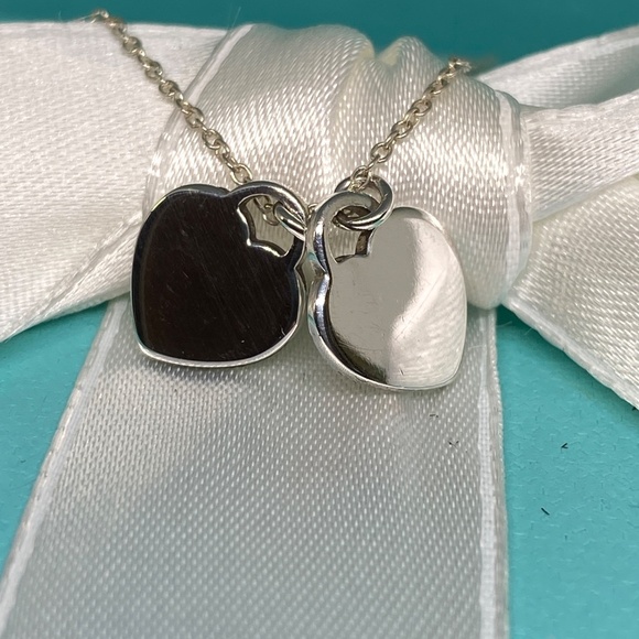 Return to Tiffany Double mini heart tag necklace 925AG  16” - Picture 4 of 7